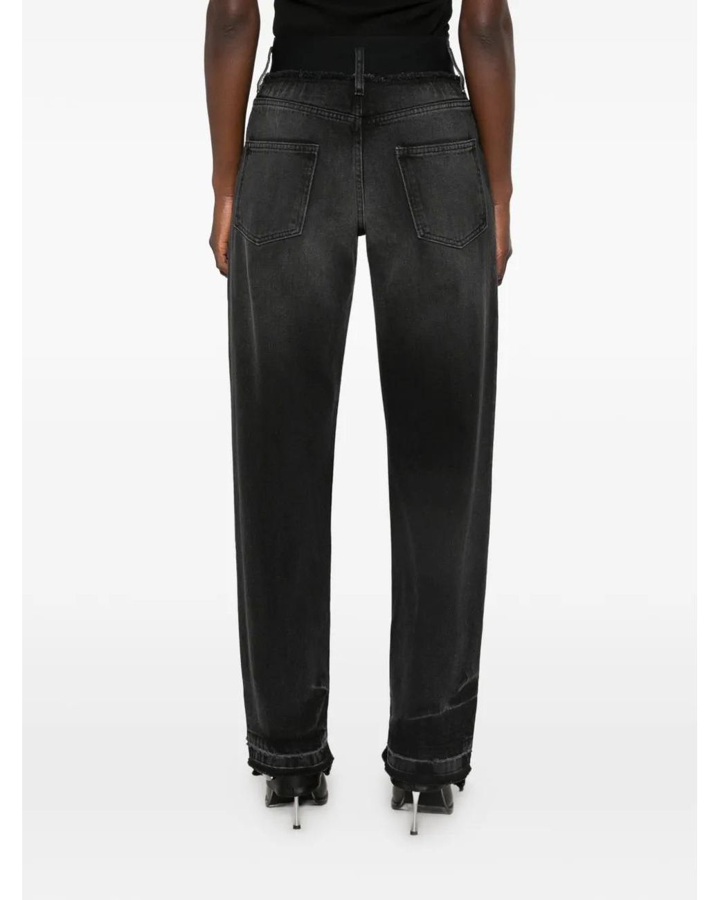 ALAINPAUL Black Elasticated-Waist Jeans