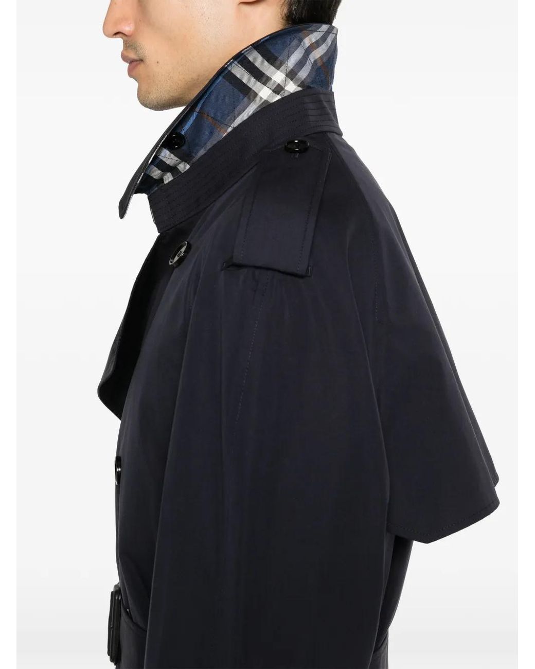 Burberry Blue Short Lightweight Cotton Trench Coat for men