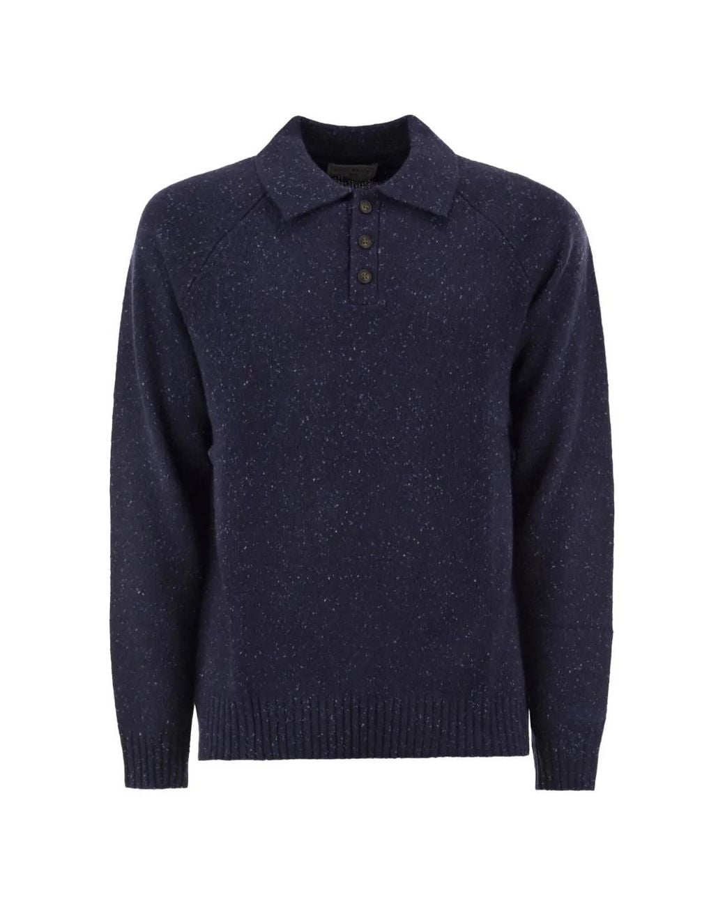 Mc2 Saint Barth Blue Alfie Wool-Blend Donegal Knit Polo for men