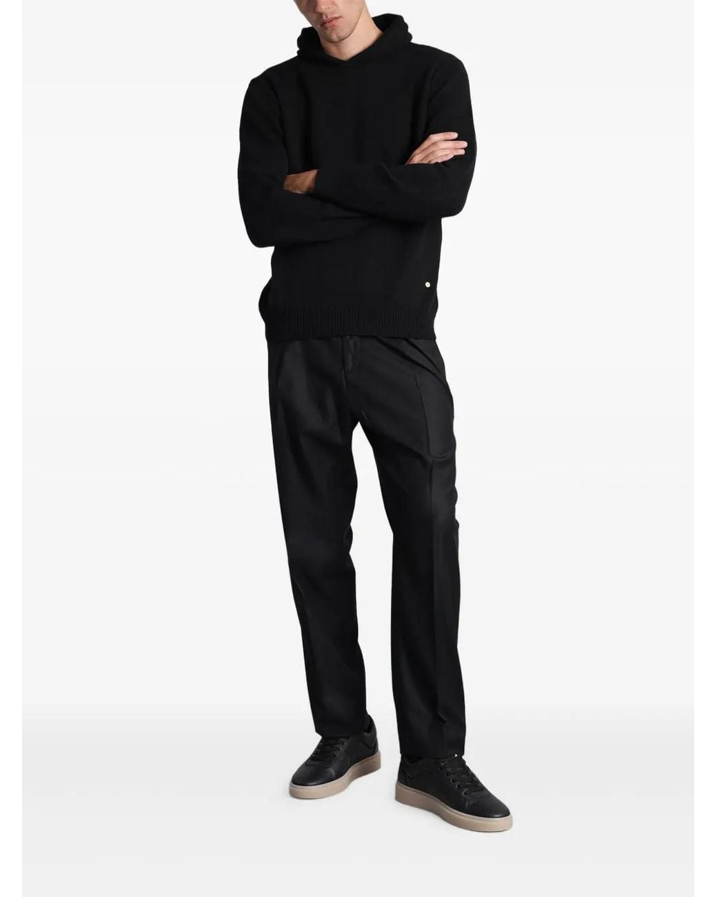 Grayed Black Pleated Trousers for men