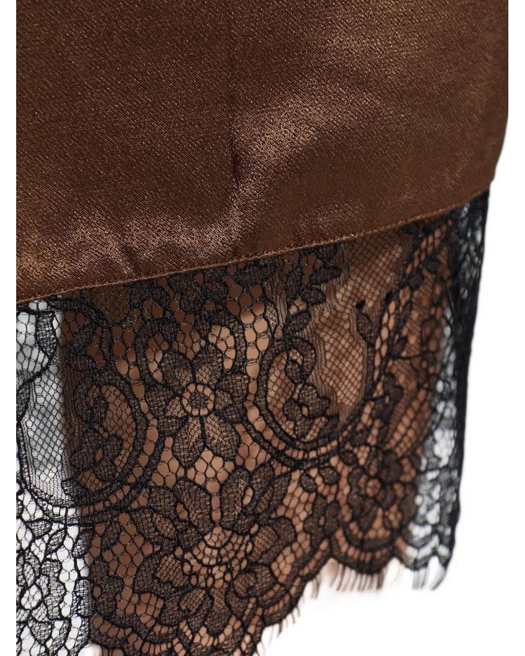 Munthe Brown Chloa Lace-Trim Midi Skirt