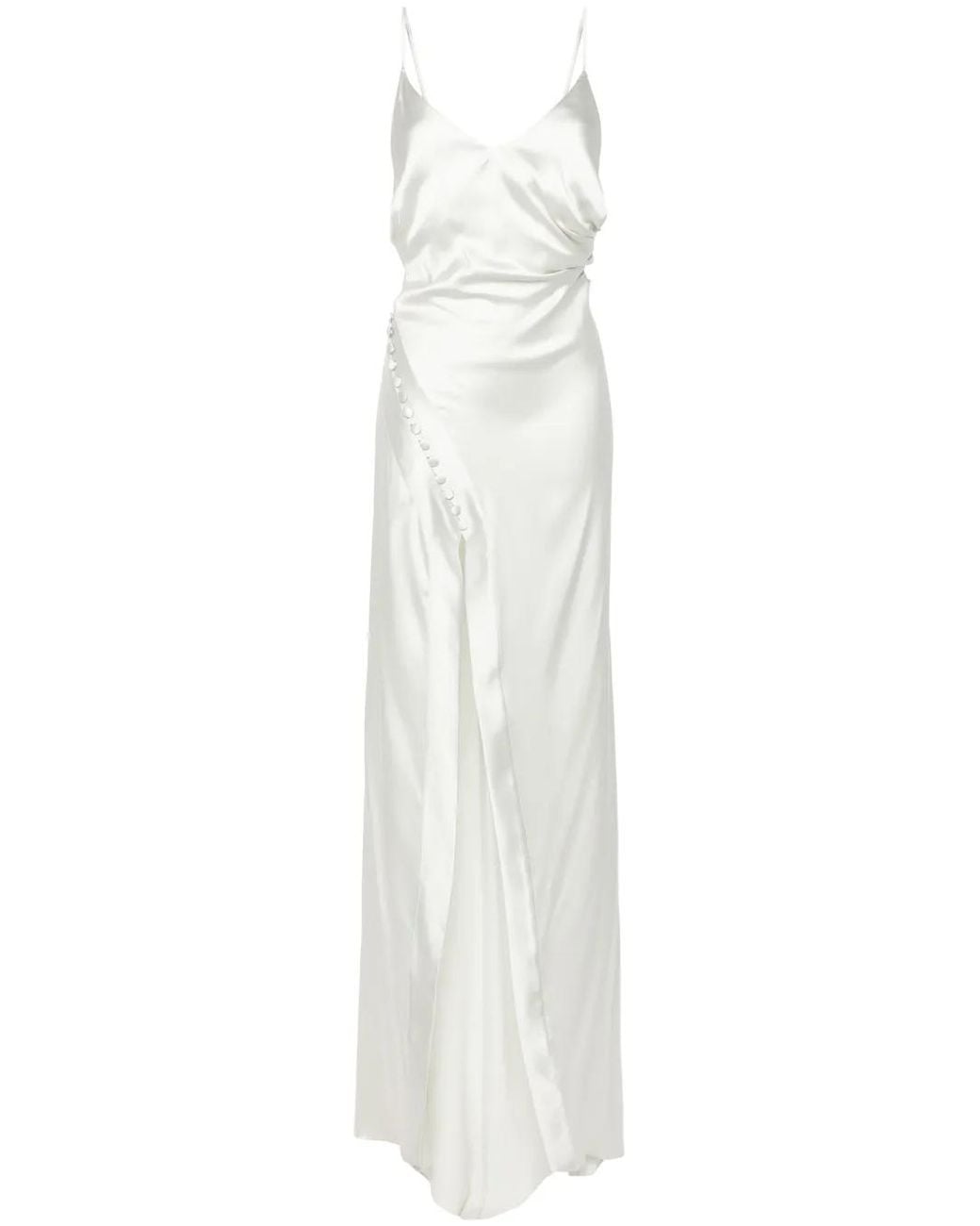 MITILIANE COUTURE White Drape-Detail Maxi Dress