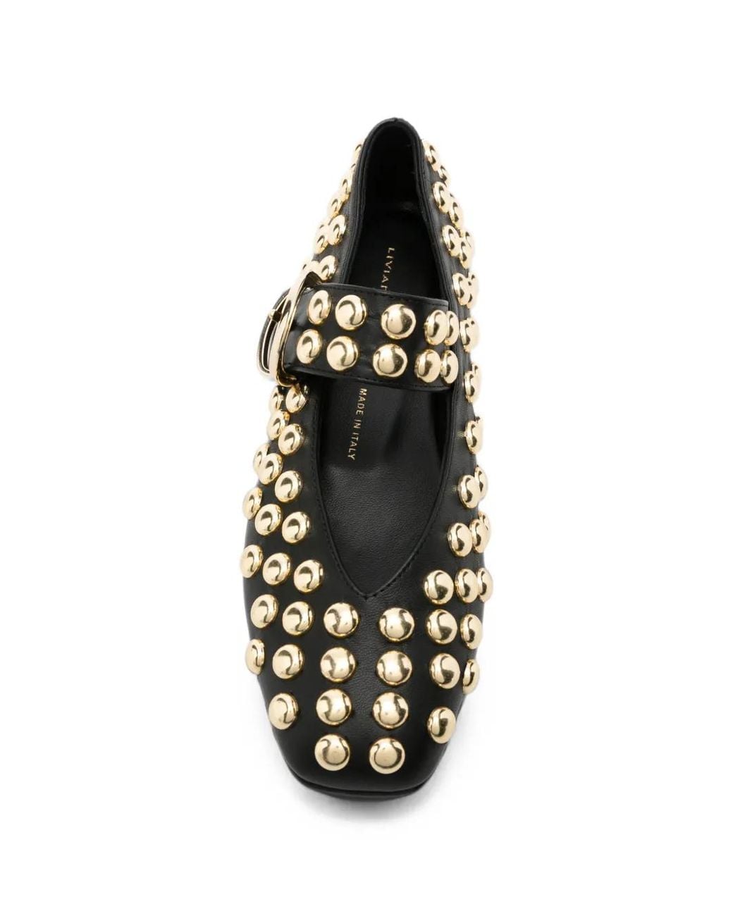 Liviana Conti White Stud-Embellished Buckle-Fastening Ballet Flats