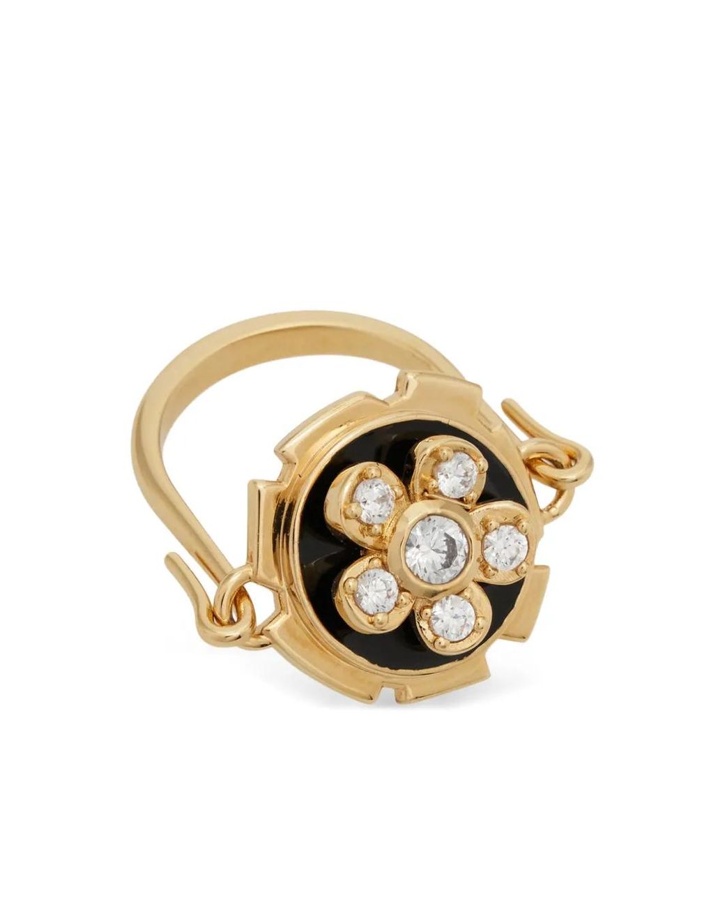 Ferragamo Metallic Crystal Flower Ring