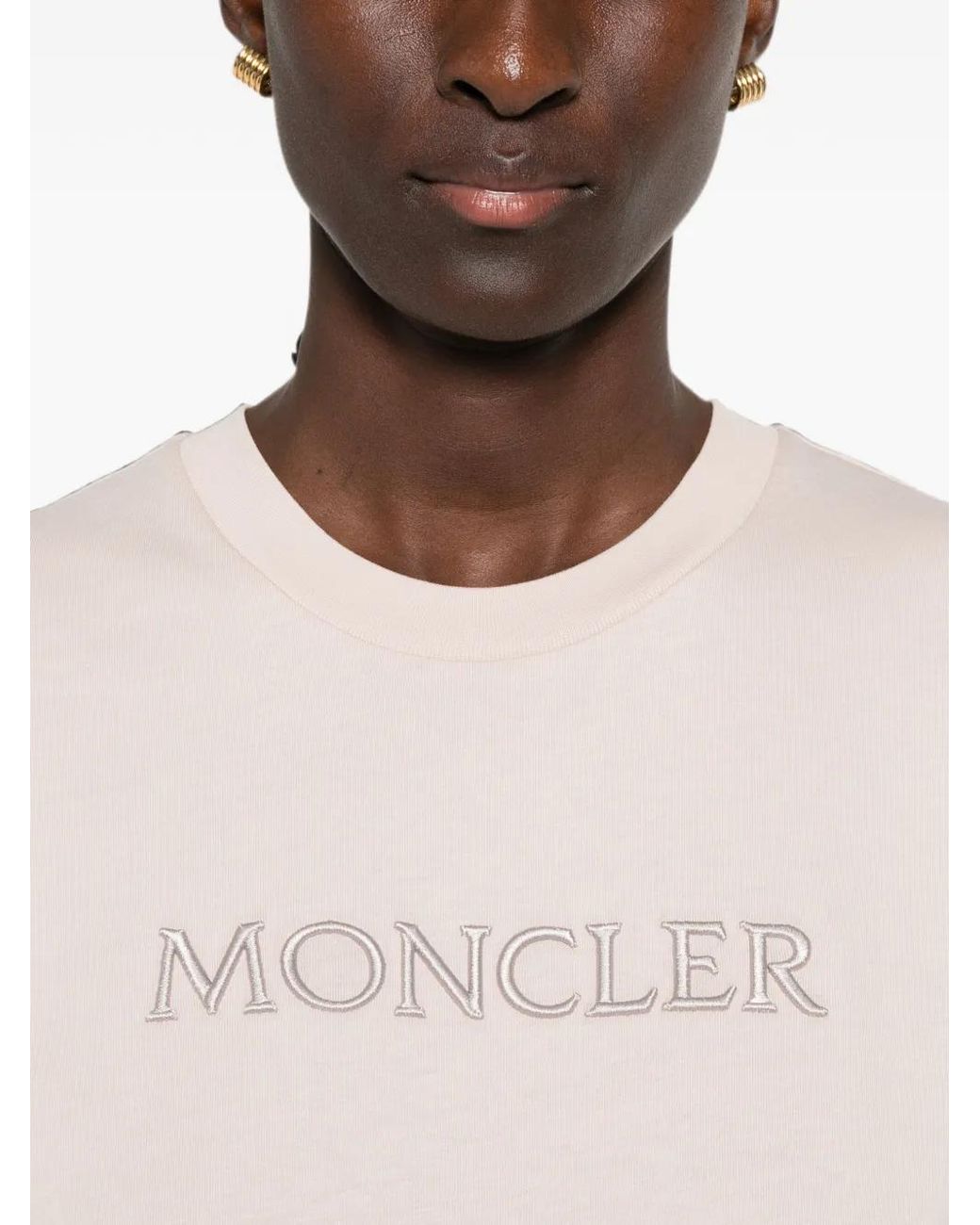 Moncler Pink Logo-Embroidered T-Shirt