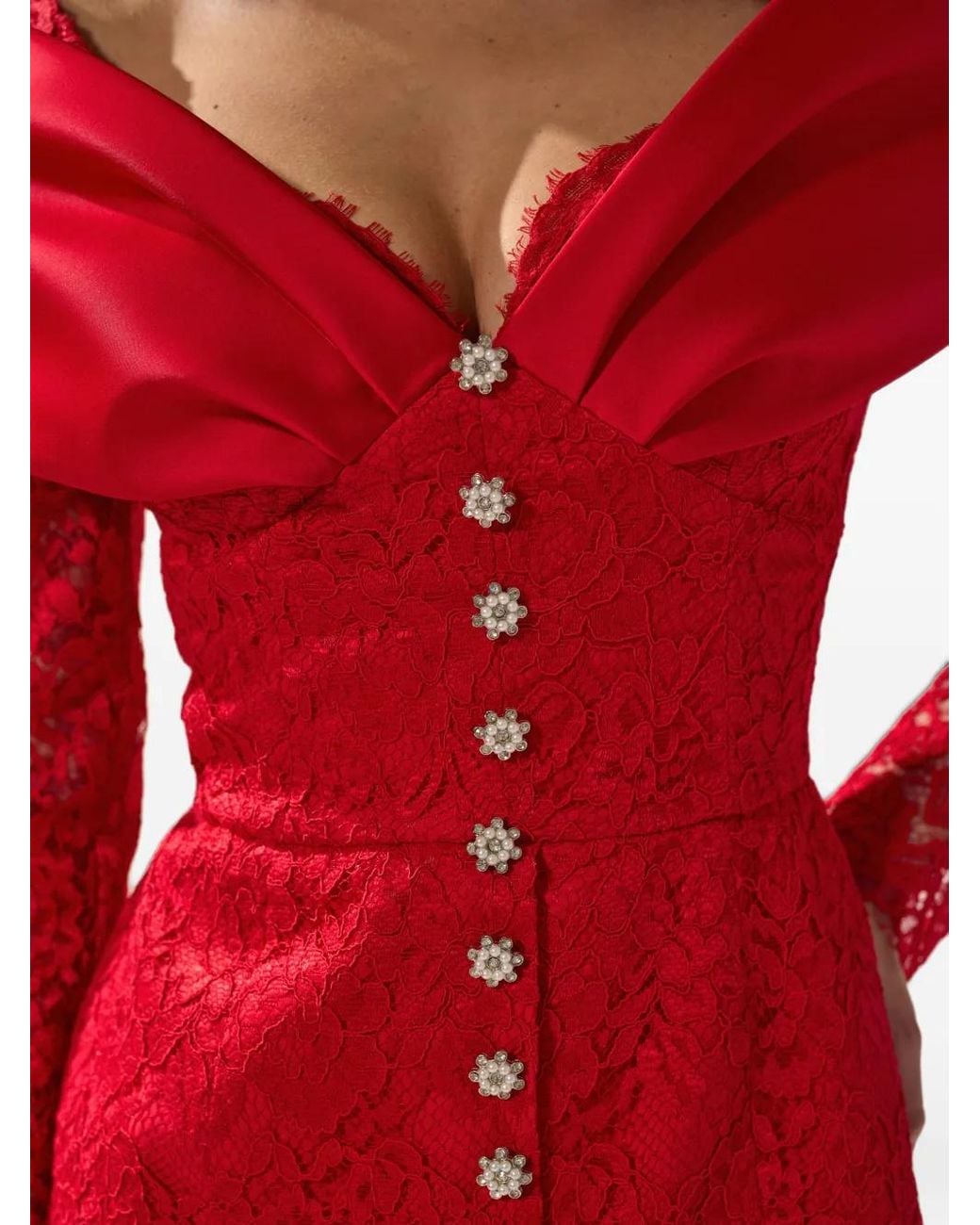 SILK LOVE & LACE Red Tamara Lace Maxi Dress
