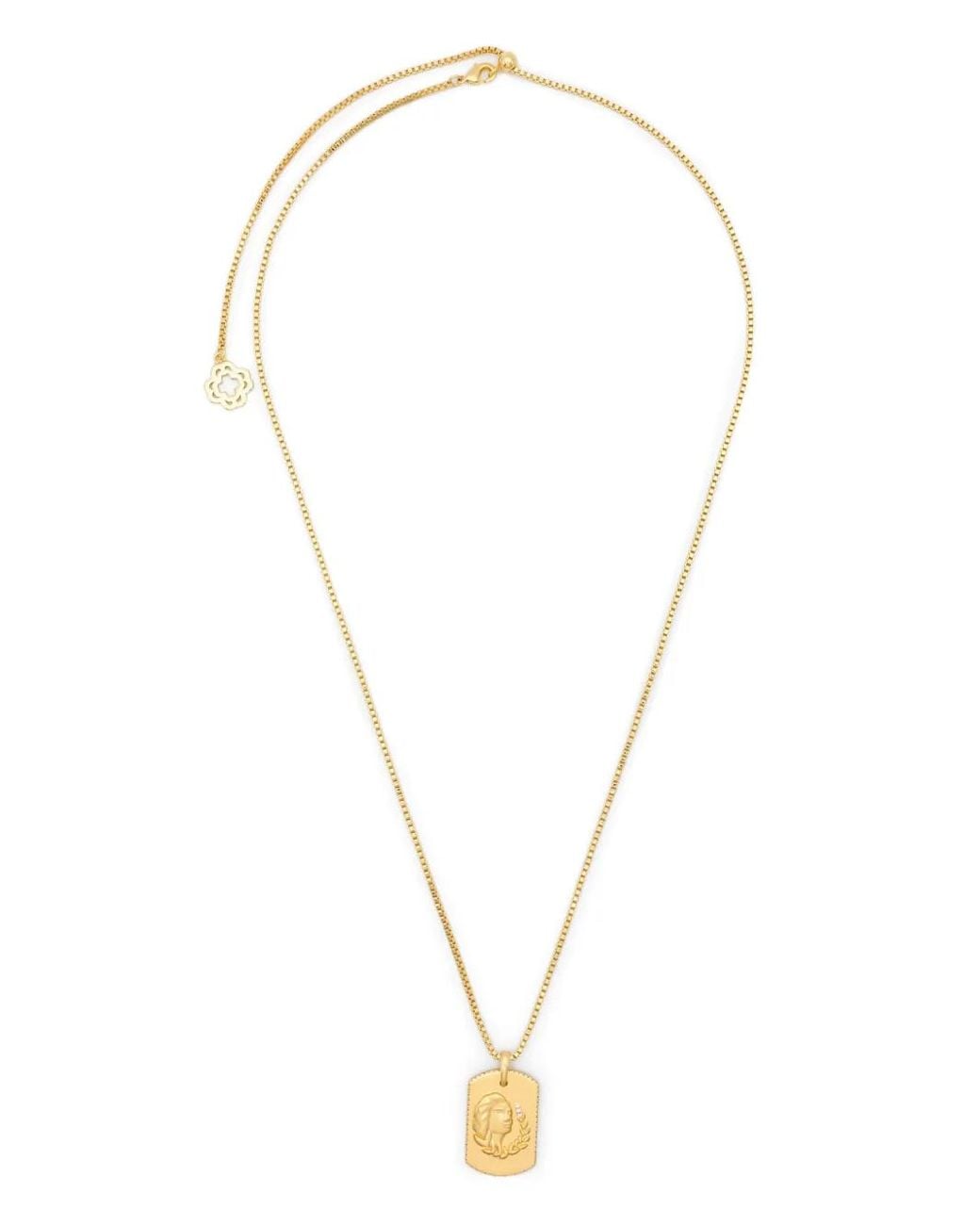 Maje Metallic Zodiac Sign Plaque Necklace