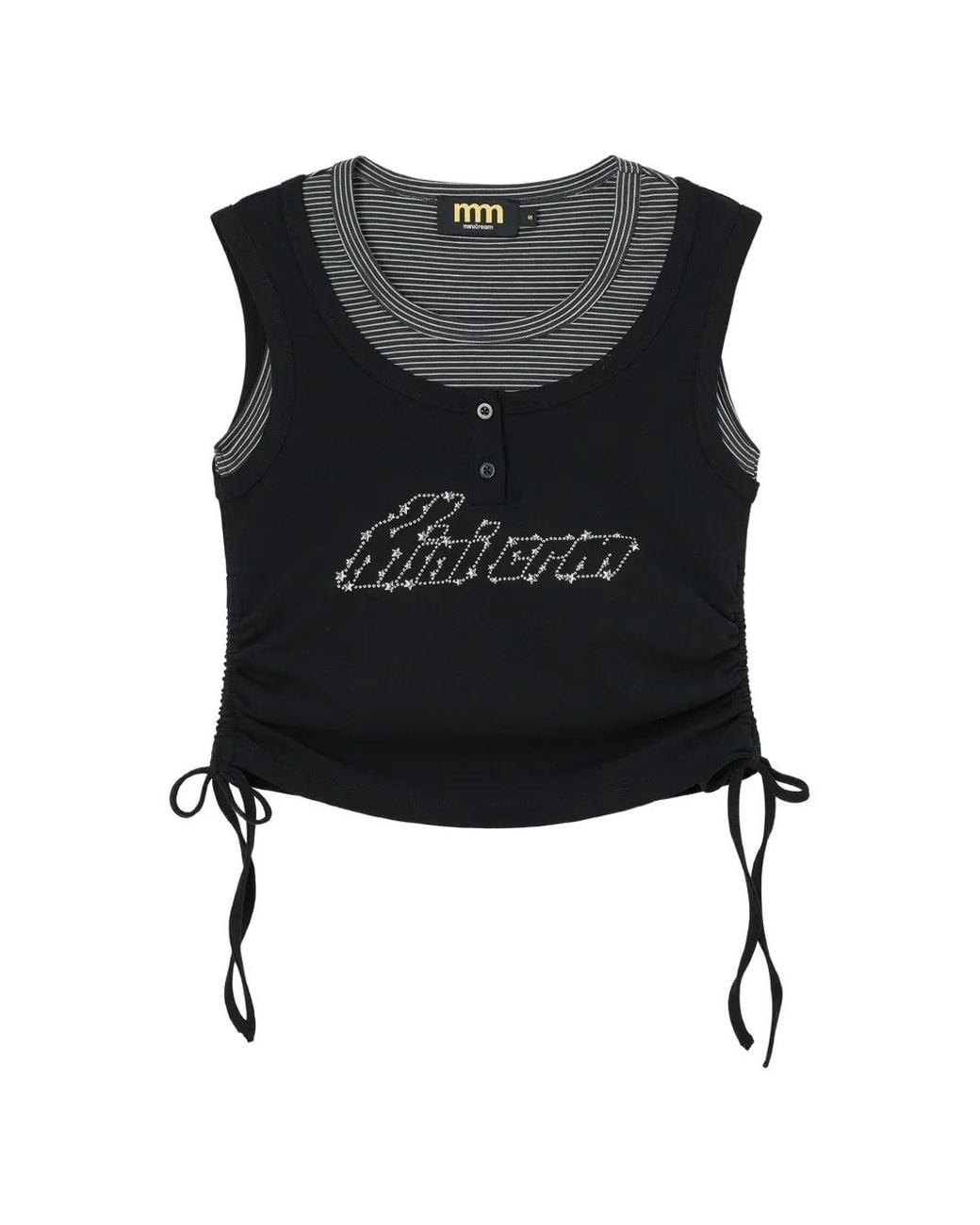 Mini Cream Black Layered-Effect Tank Top