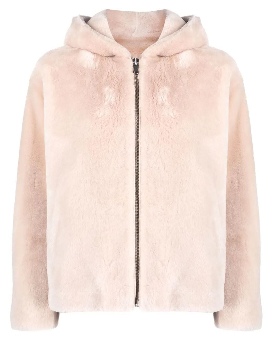 Yves Salomon Pink Shearling Hooded Jacket