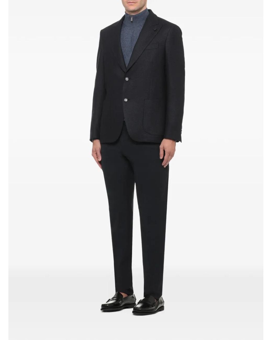 Lardini Black Check-Pattern Notched-Lapels Jacket for men