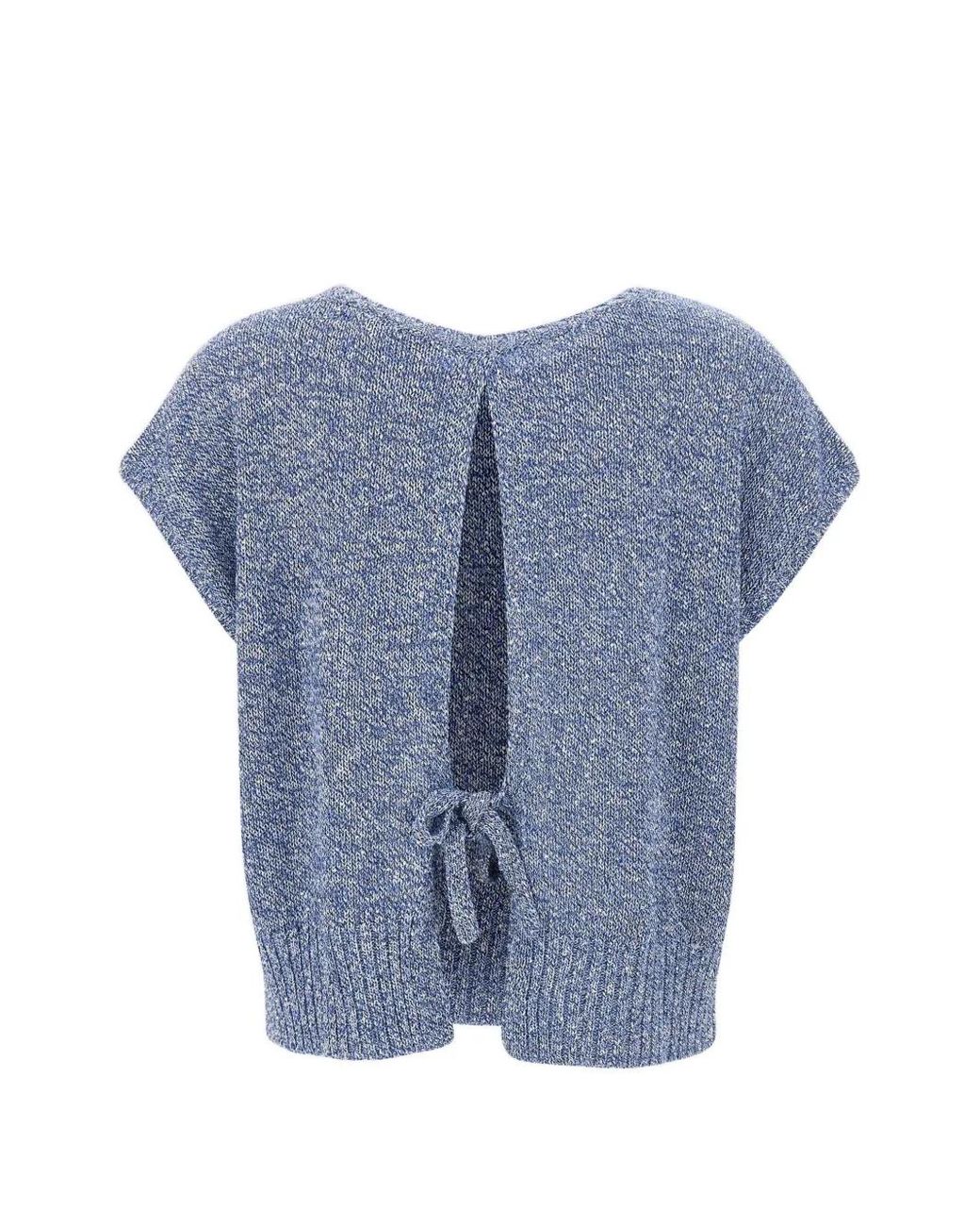 Kangra Blue Pull Orné De Sequins À Dos Ouvert