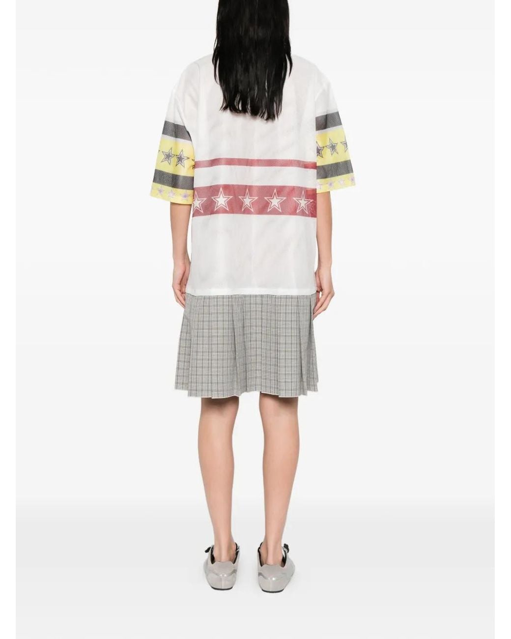 Chopova Lowena Gray Nancy Striped Check Mini Dress