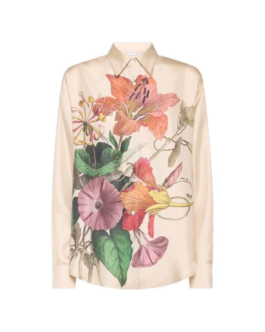 Pierre Louis Mascia White Aloe Floral-Print Silk Shirt