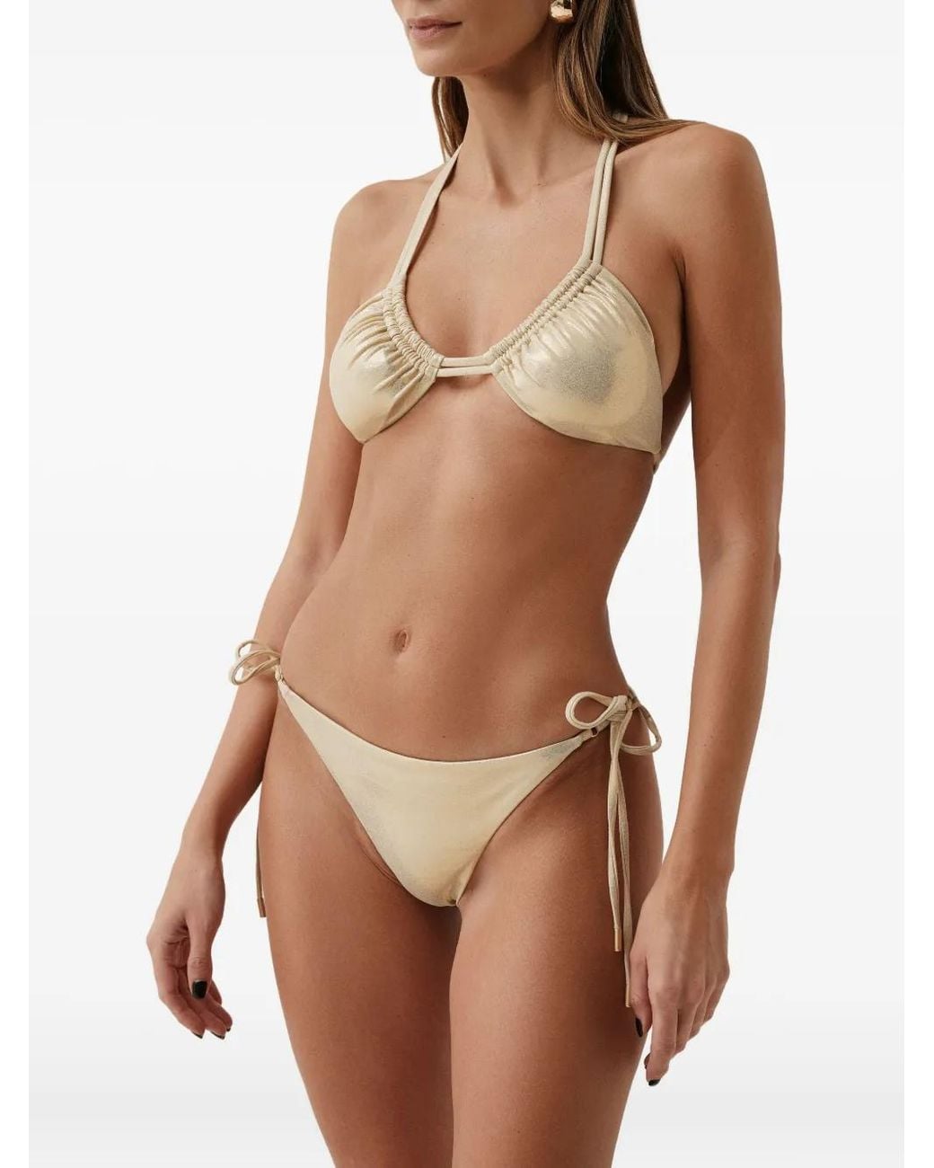 SOFIA ERHAN Natural Halter-Neck Tie-Side Bikini