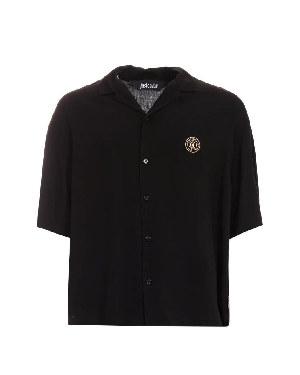 Just Cavalli Black Short-Sleeve Logo Shirt for men