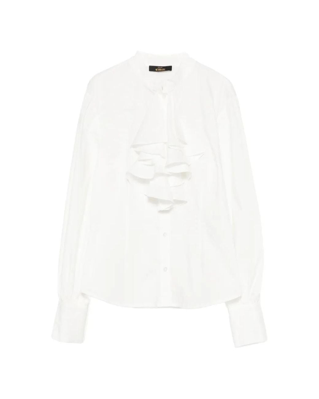 Twinset White Ruffle-Trimmed Puff-Sleeve Blouse