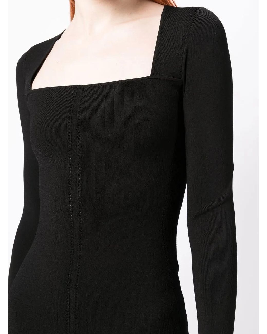 Victoria Beckham Black Fitted Square-Neck Dress