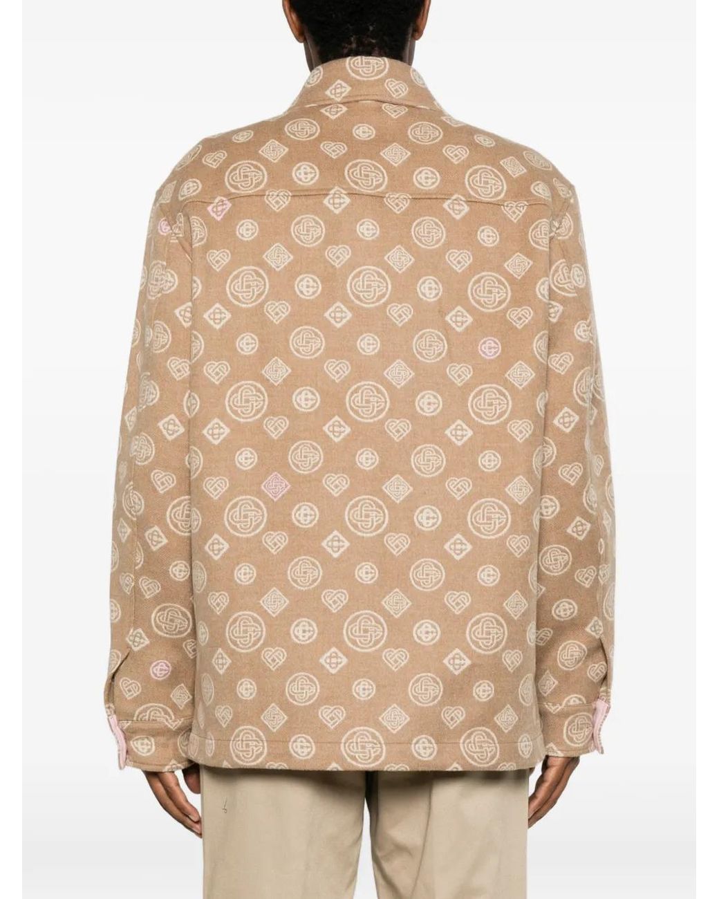 Casablanca Natural Monogram-Pattern Button-Fastening Overshirt for men