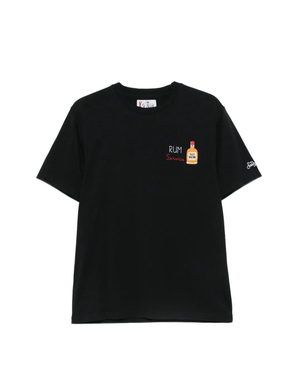 Mc2 Saint Barth Black Arnott Embroidered Cotton T-Shirt for men