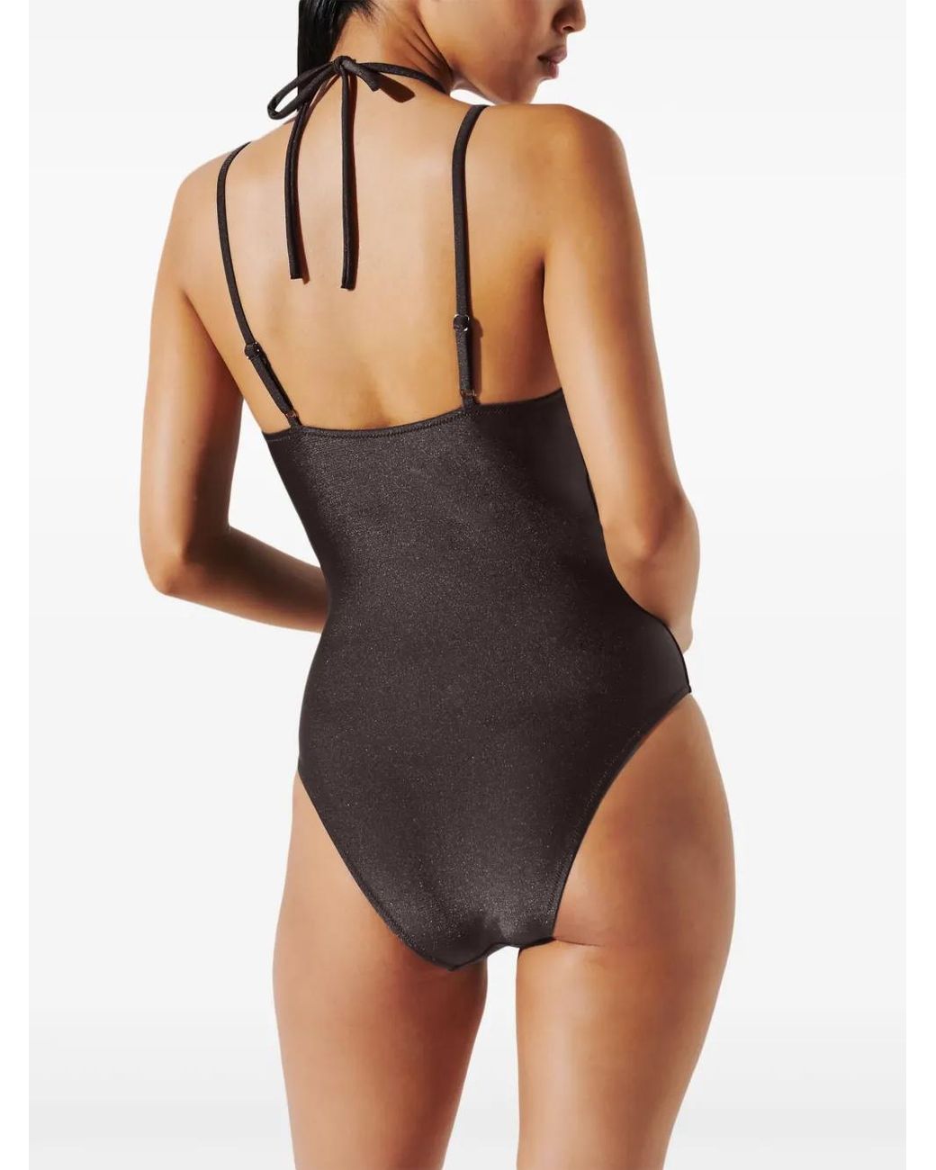Karl Lagerfeld Brown Multi-Strap Swimsuit