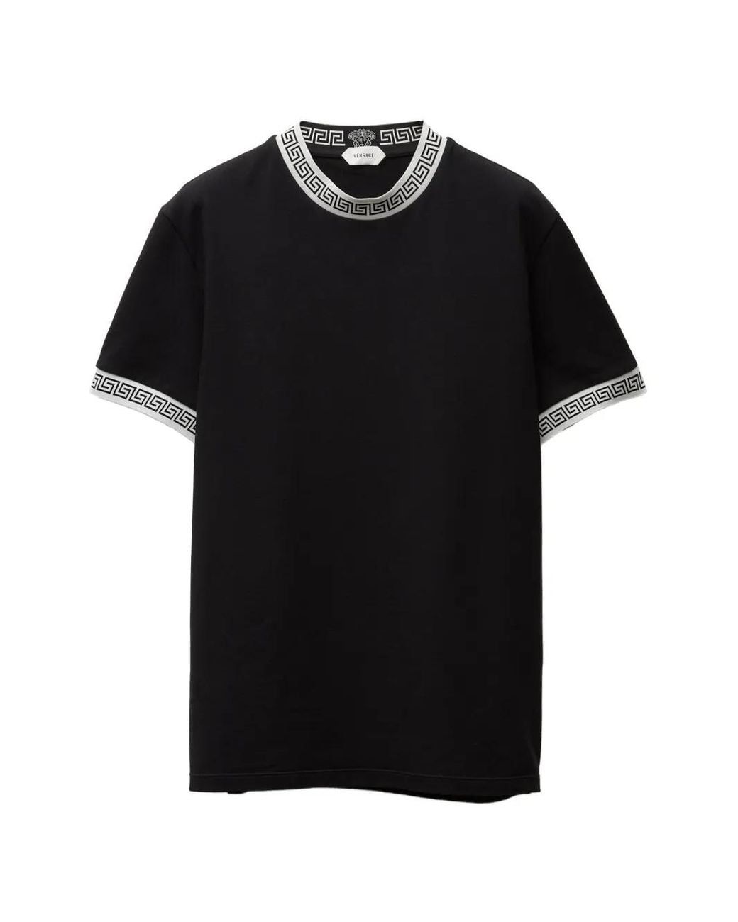 Camiseta De Algodón Stretch Versace de hombre de color Black