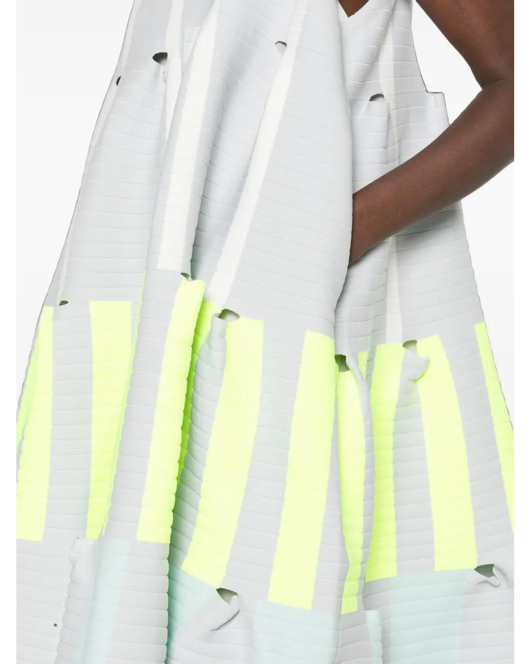 CFCL White Striped Pleated Dress