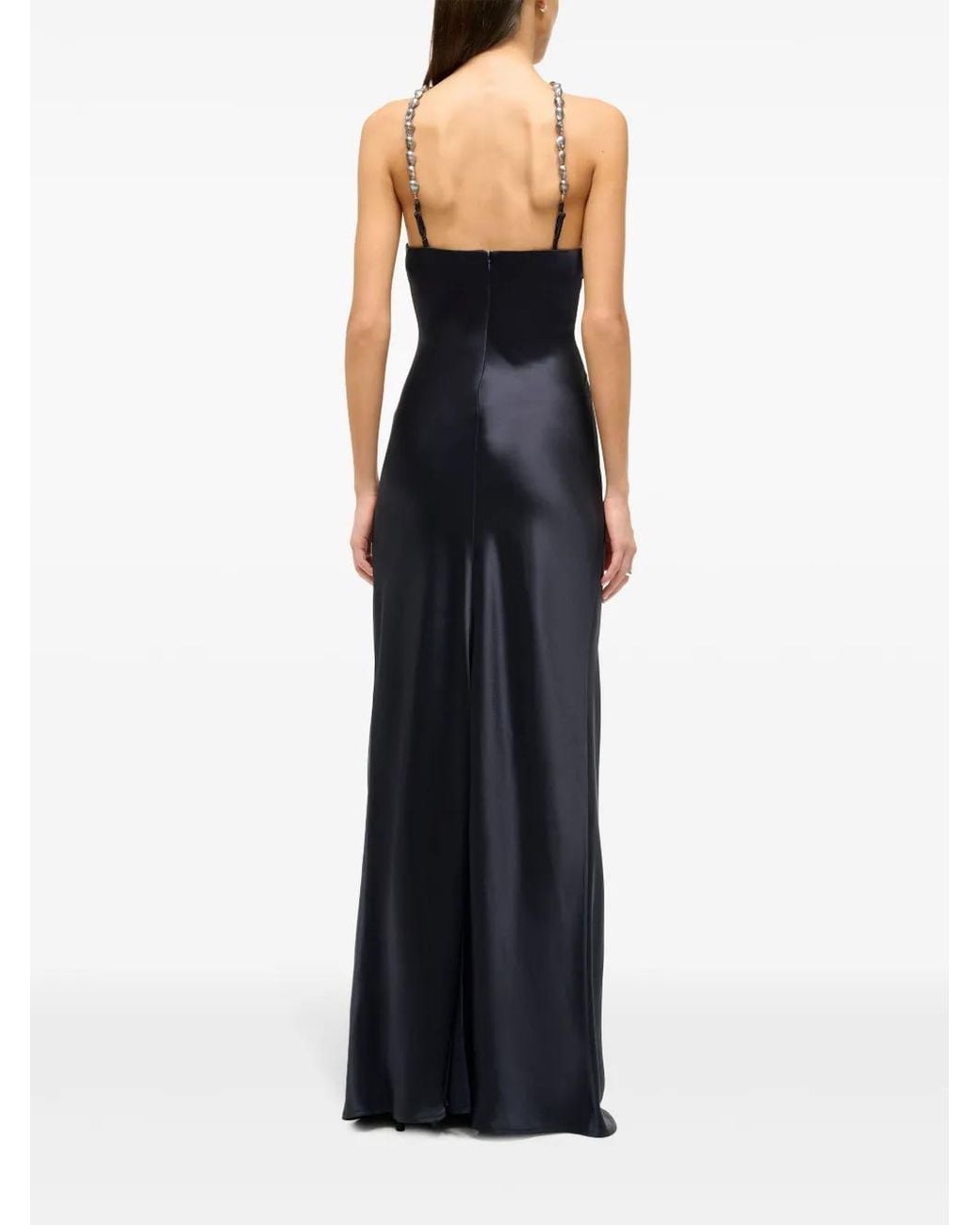 Staud Blue Cadence Satin Maxi Dress
