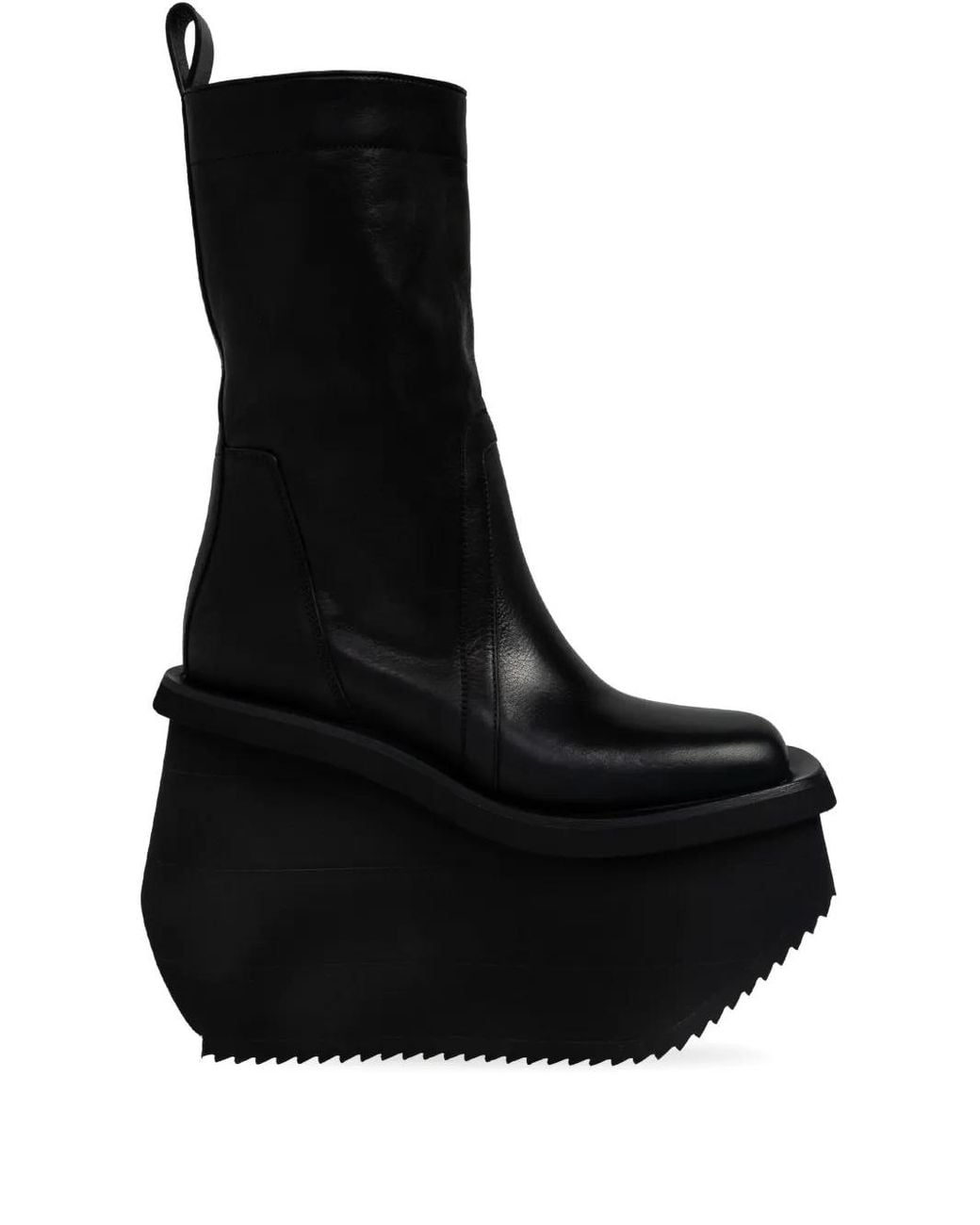 Rick Owens Black 140Mm Platform Leather Boots