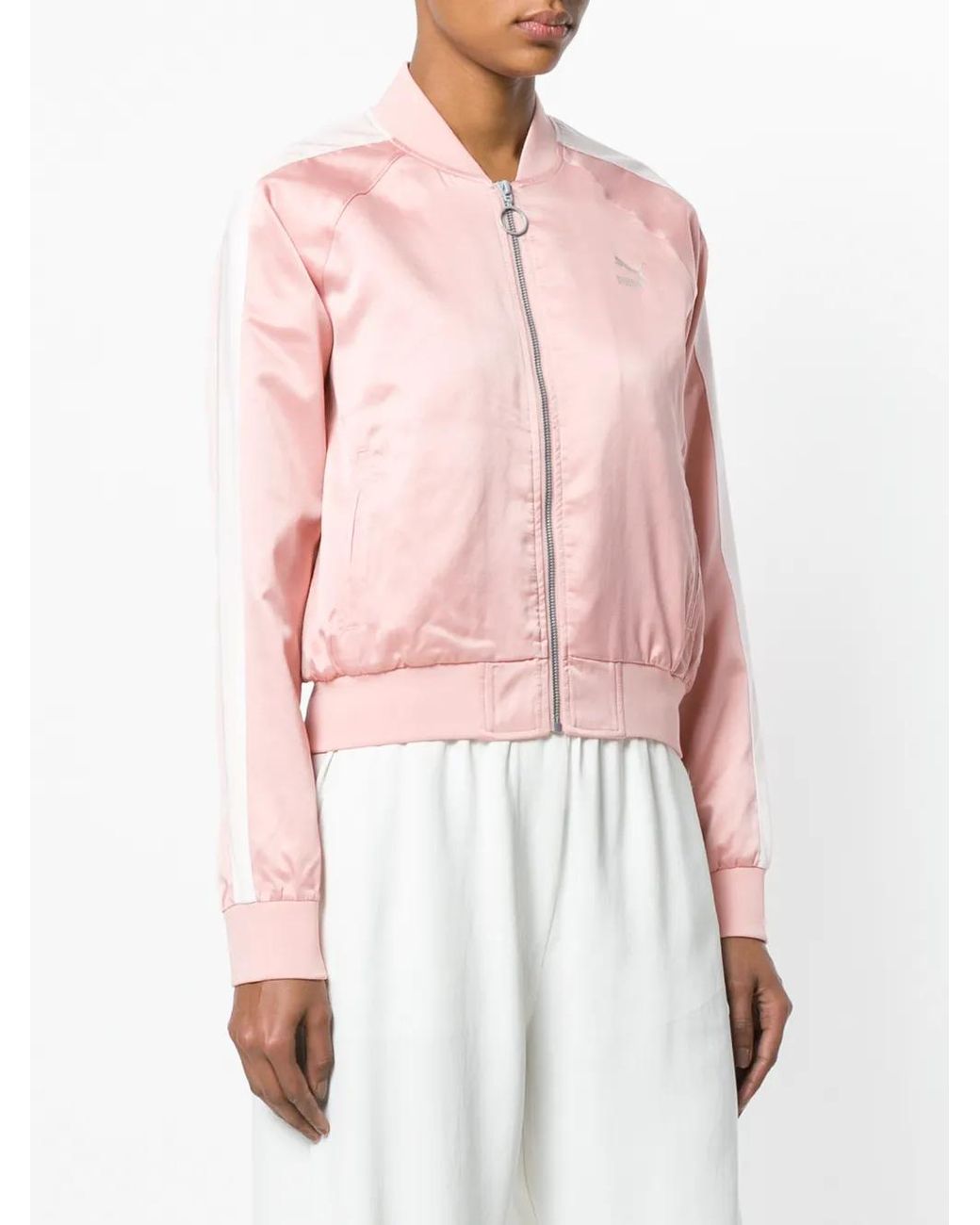 PUMA Pink Cropped Bomber Jacket