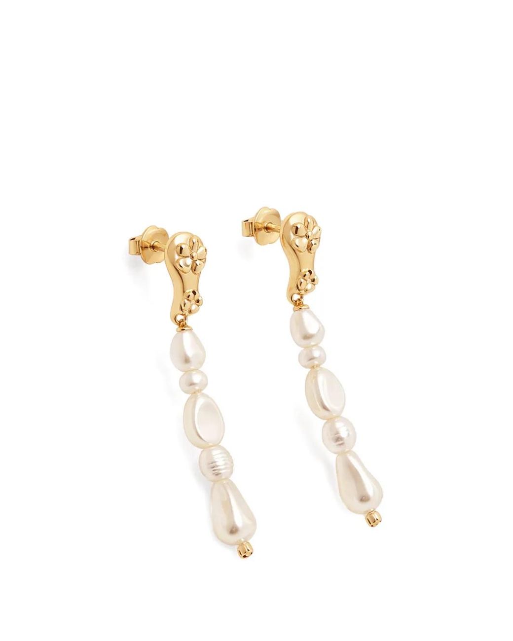 Pendientes Eclo Con Perla Yoj de color Metallic