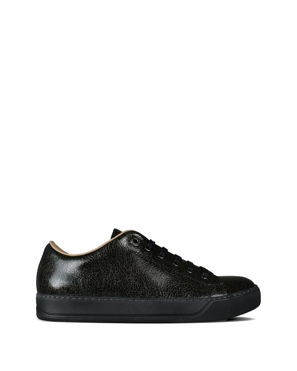Lanvin Black Dbb1 Crackled-Effect Leather Sneakers for men