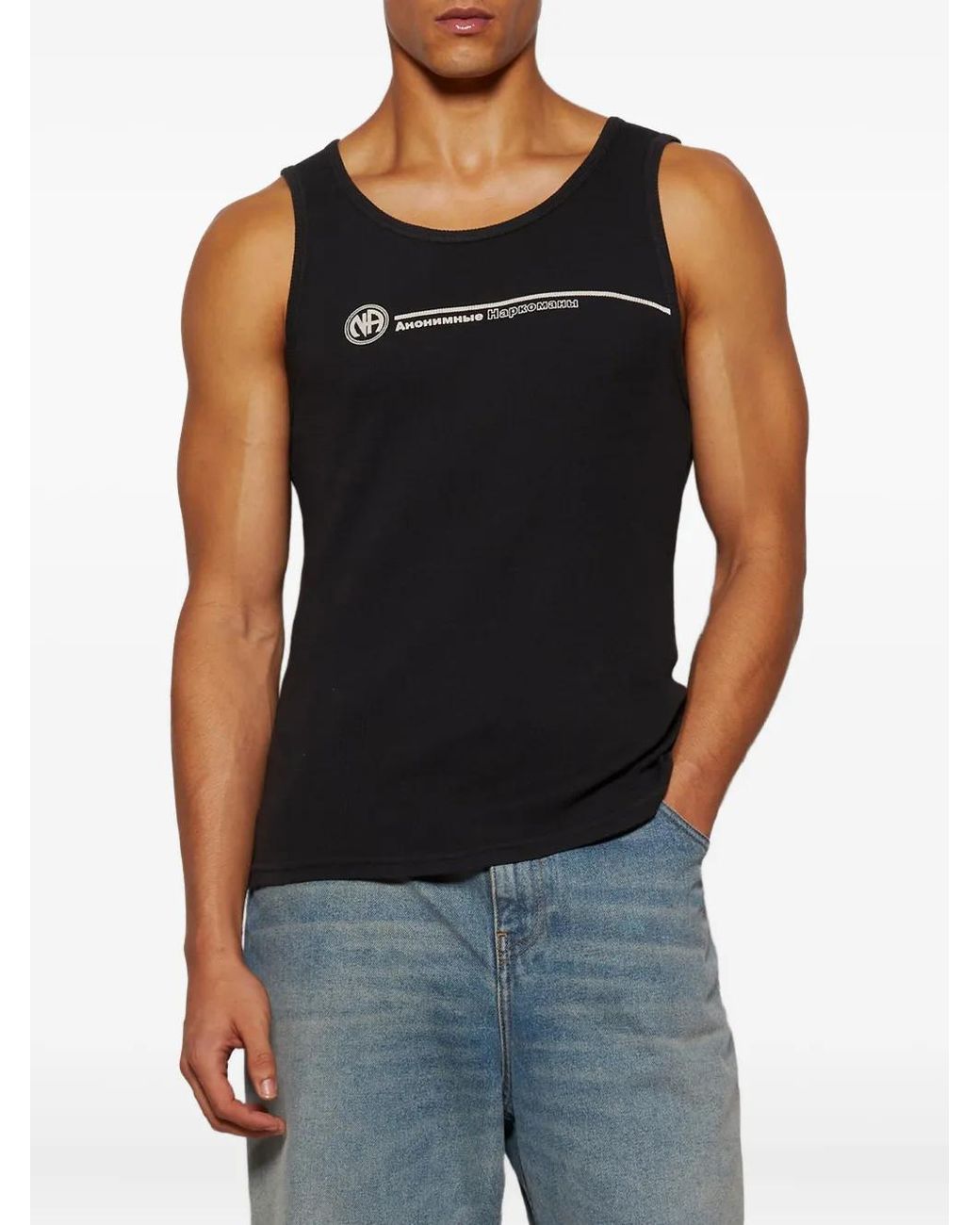Enfants Riches Deprimes Russian Na Graphic Tank Top in Black for