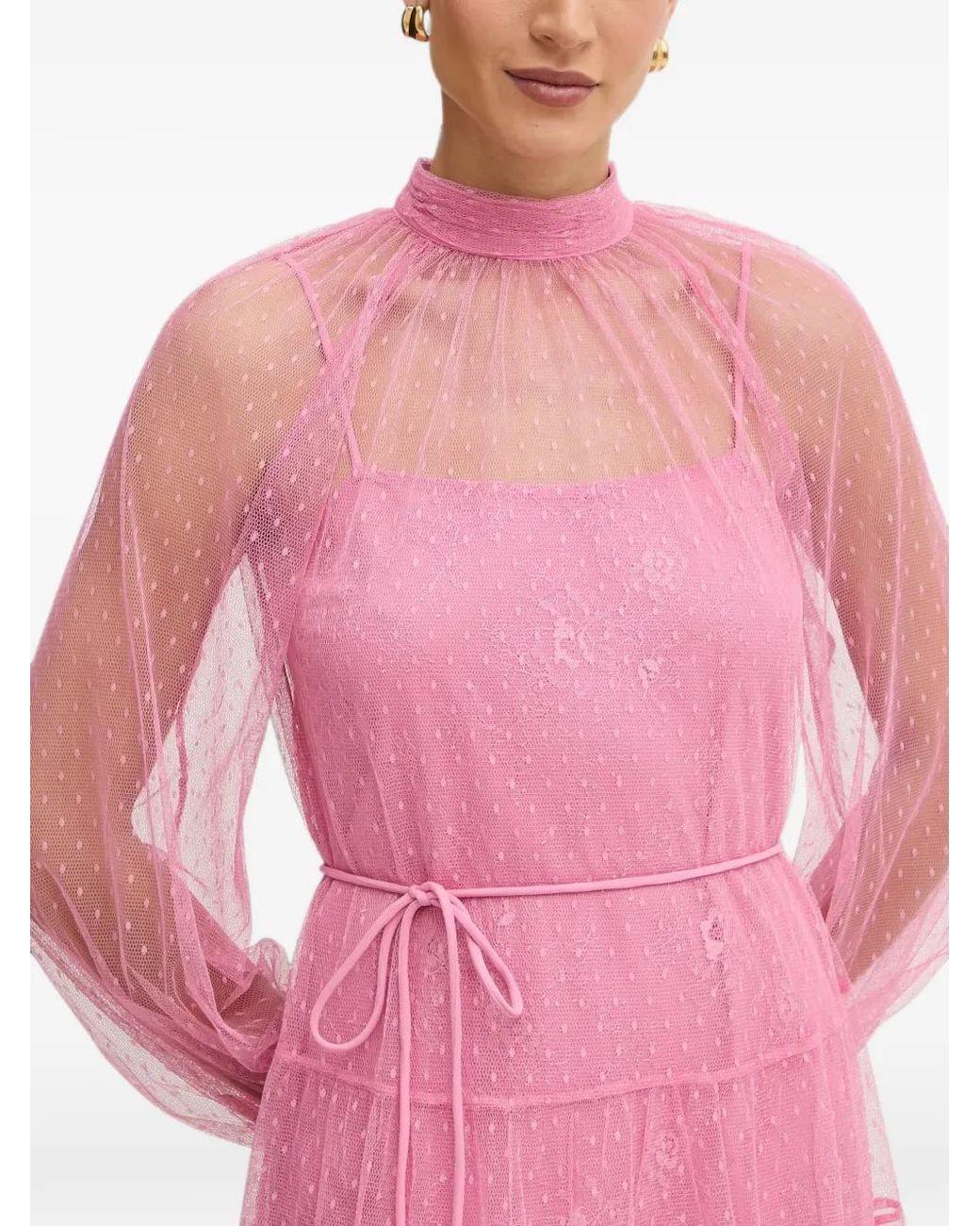 Twinset Pink Tiered Point D'Esprit Mini Dress