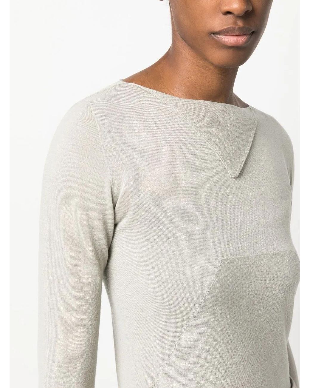 Rick Owens White Column Knit Sweater