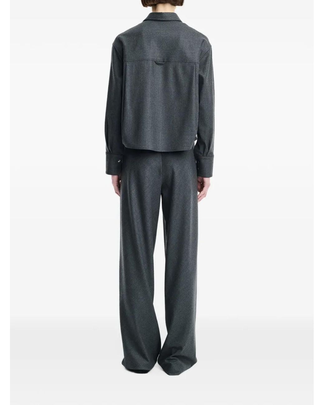 Maria McManus Gray Button-Up Cropped Shirt