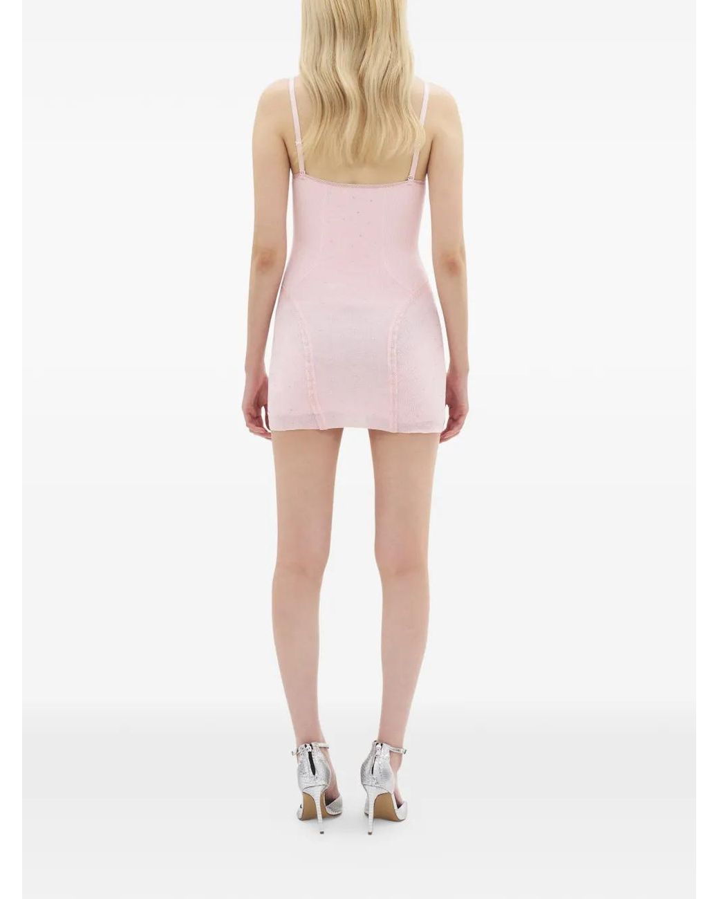 Area Pink Crystal-Embellished Mini Dress