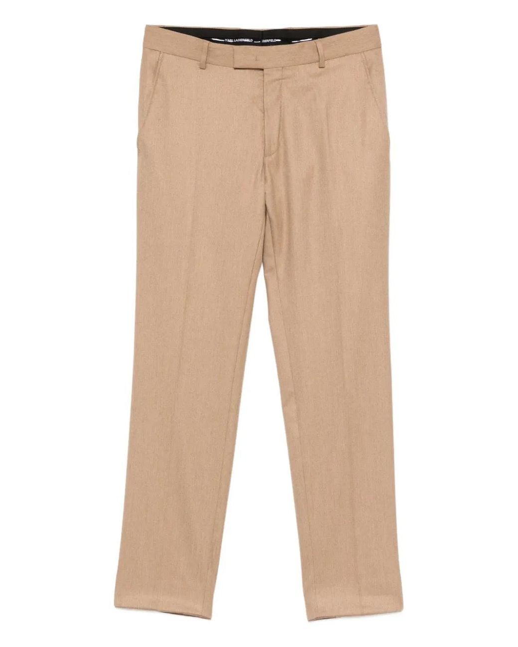 Karl Lagerfeld Natural Pressed-Crease Trousers for men