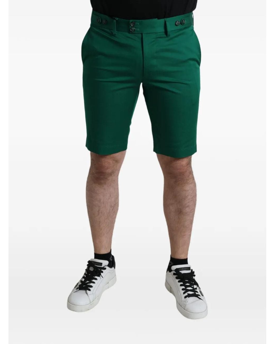 Dolce & Gabbana Green Button-Detail Chino Shorts for men