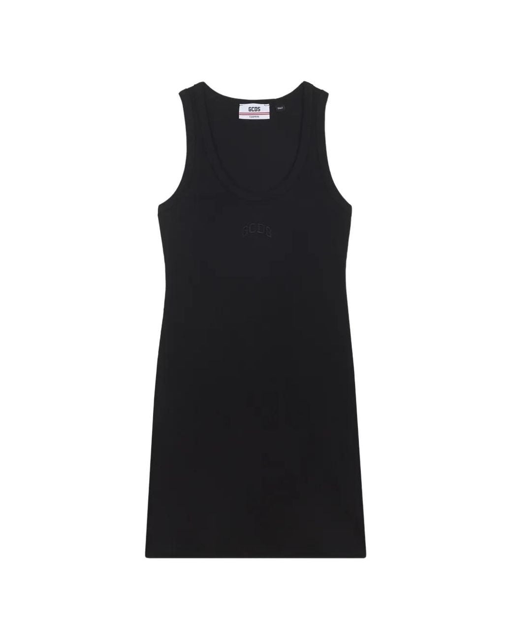 Gcds Black Logo-Embroidered Mini Dress