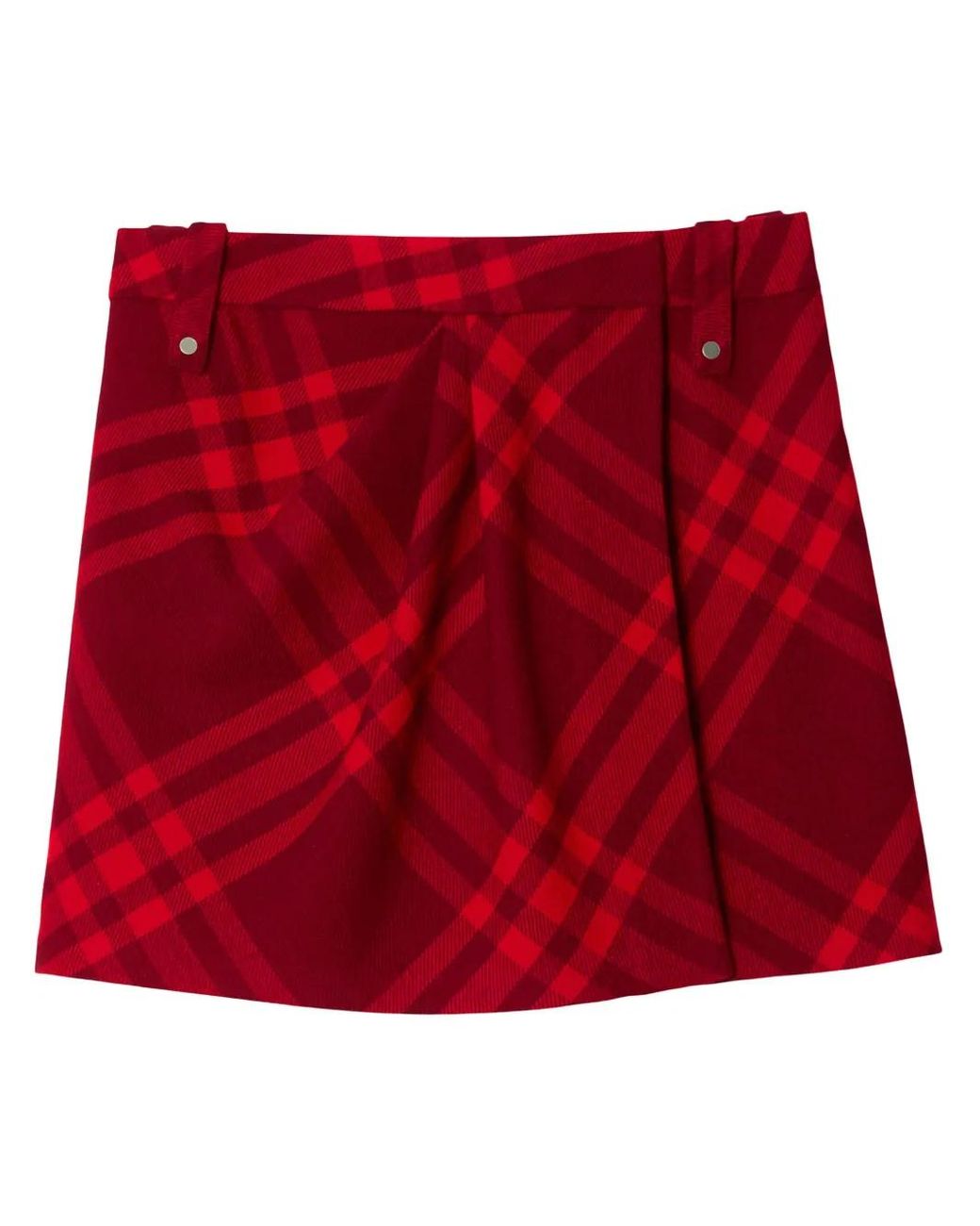 Burberry Red Wool Check Mini Skirt