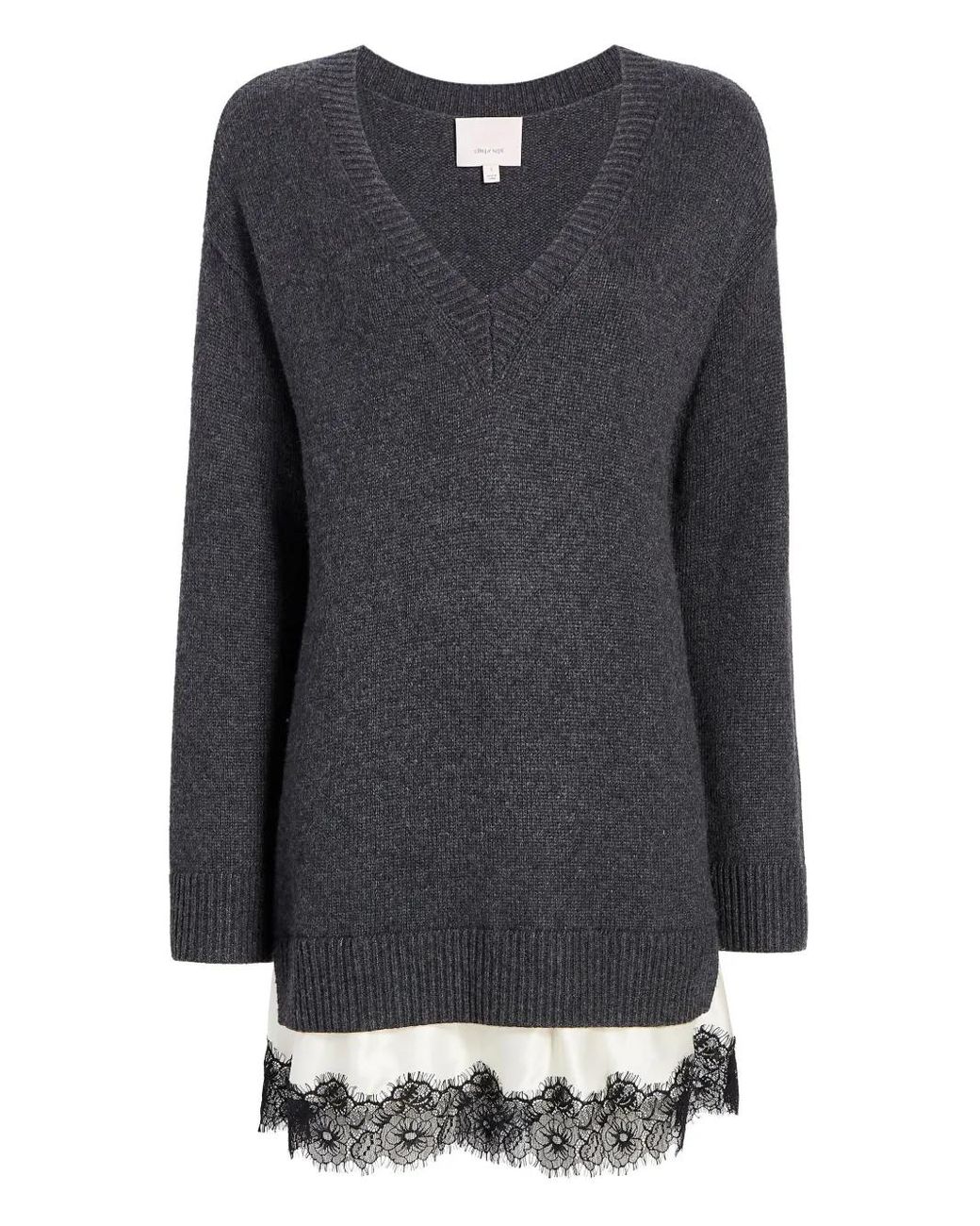 Cinq À Sept Simona Lace-Trim Dress in Gray | Lyst