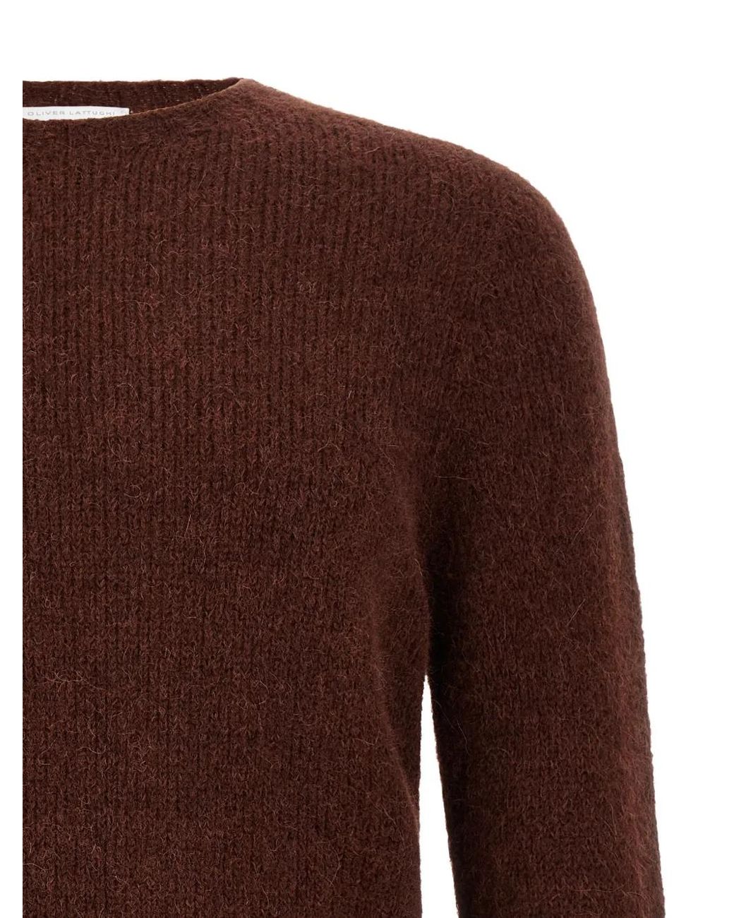 Oliver Lattughi Brown Crew-Neck Sweater for men
