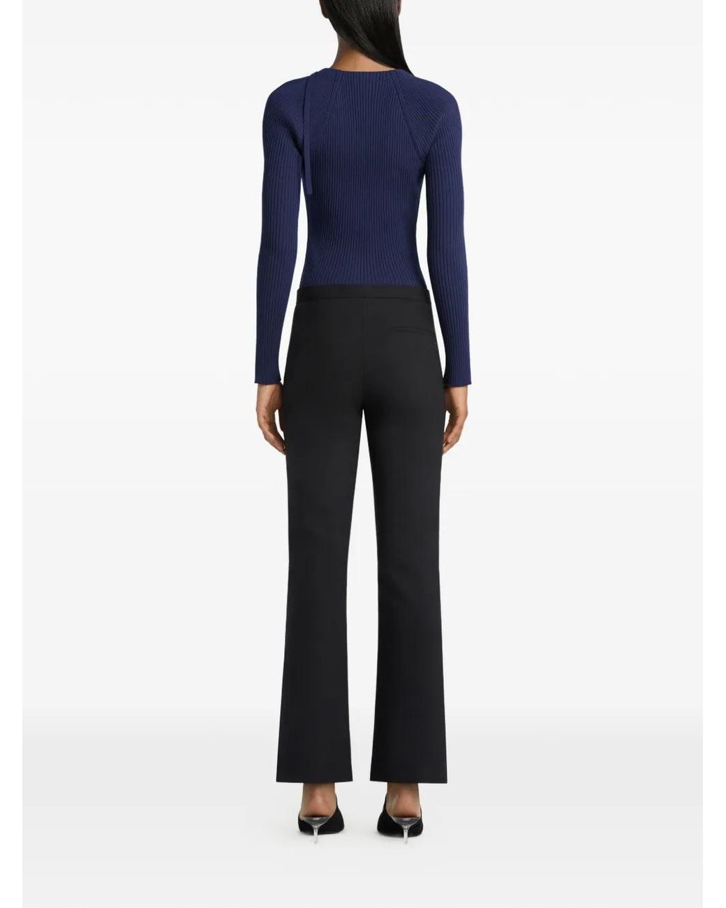 Courreges Blue Ribbed Knit Cut Out Sweater