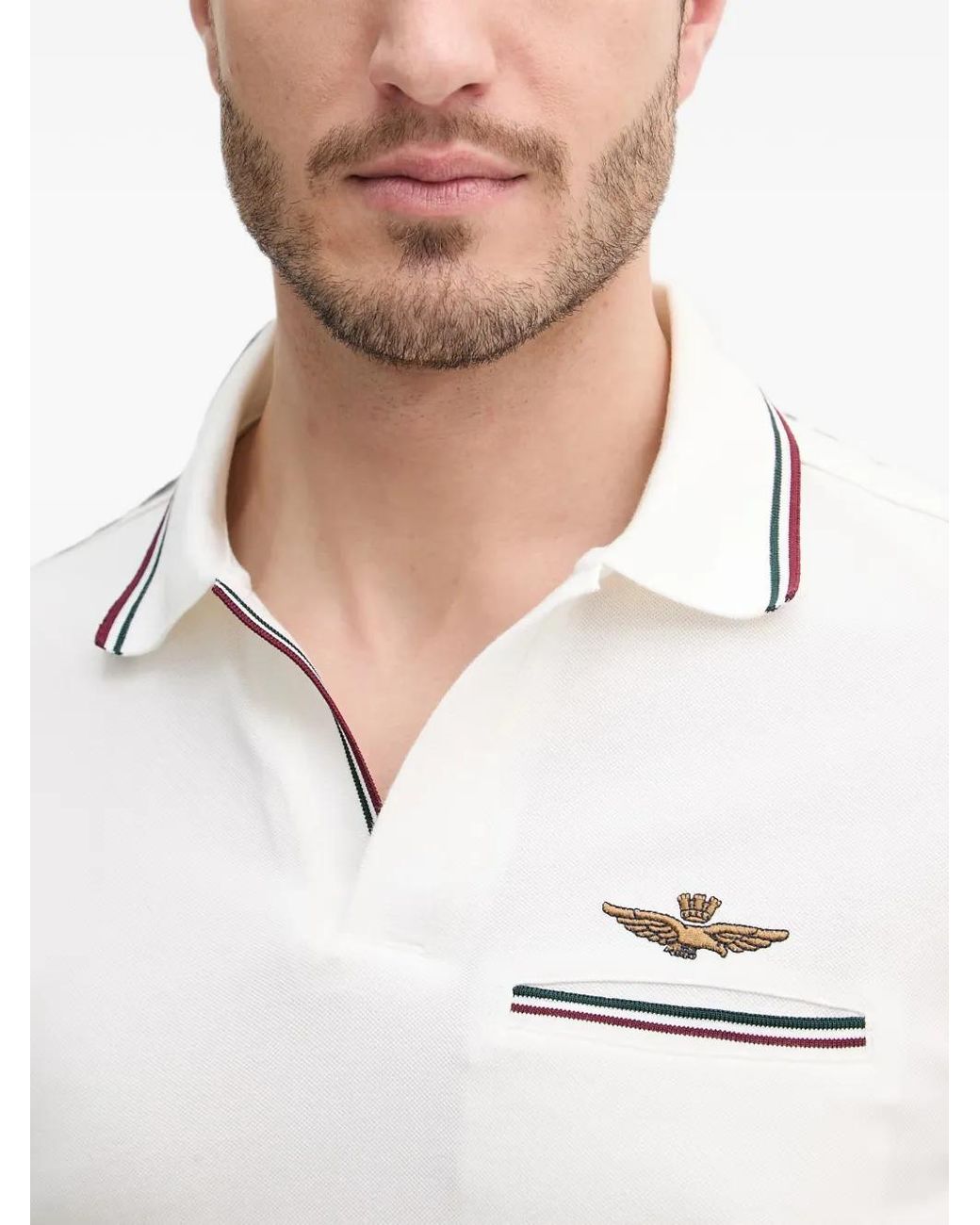 Aeronautica Militare White Polo À Logo Brodé for men