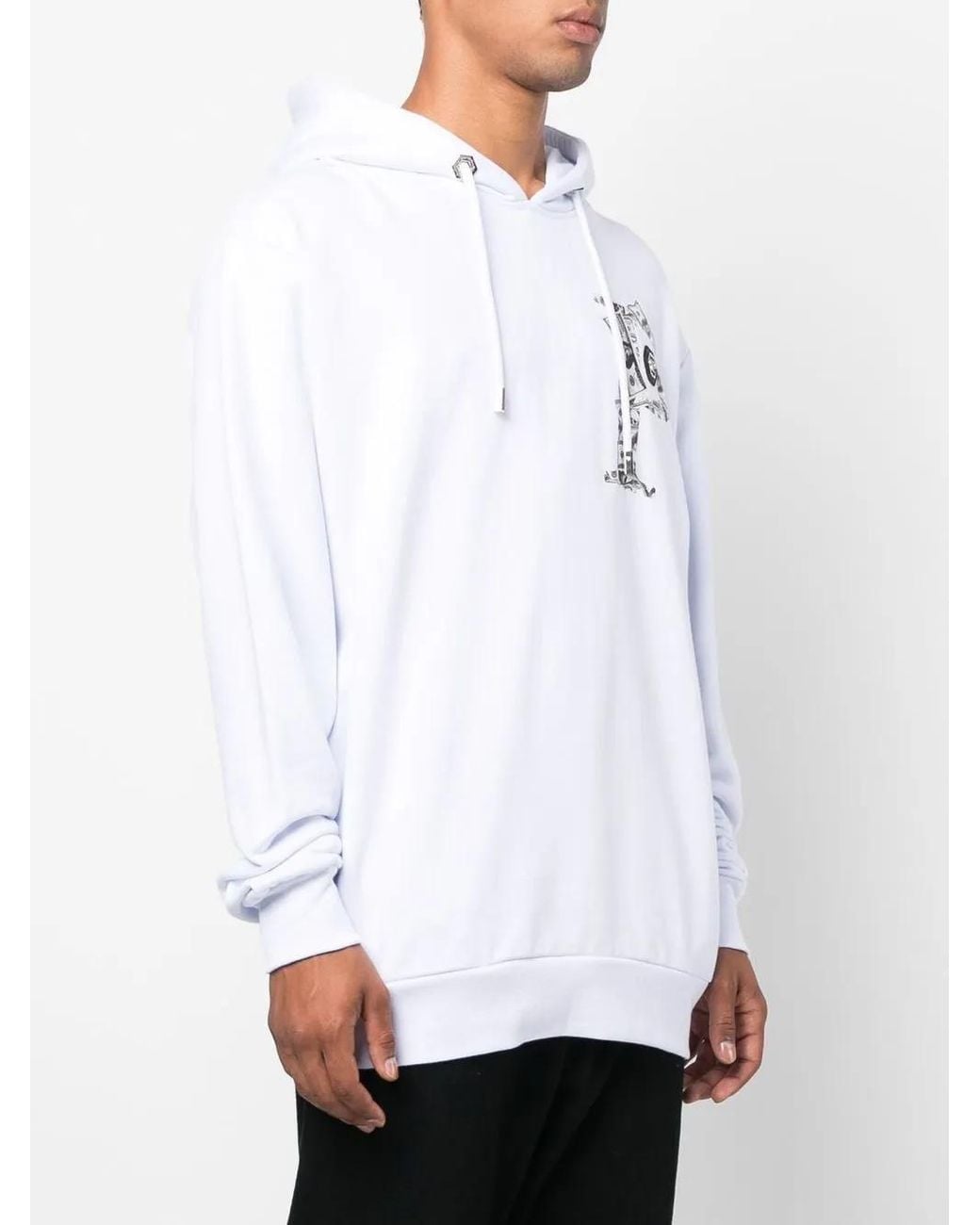 Philipp Plein White Money Graphic-Print Hoodie for men