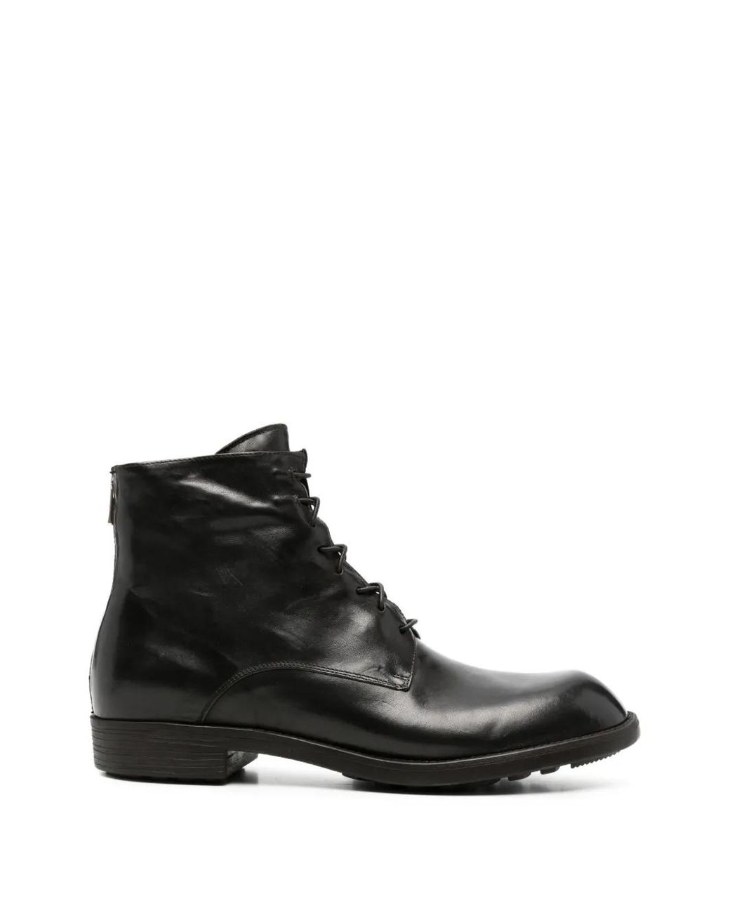 Officine Creative Black Diary Lace-Up Leather Ankle Boots for men