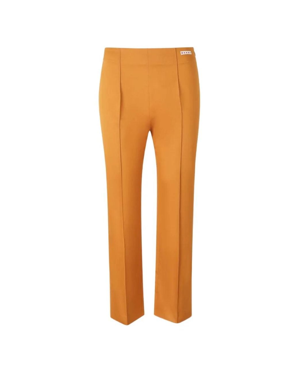 Marni Orange Logo-Patch Pressed-Crease Trousers