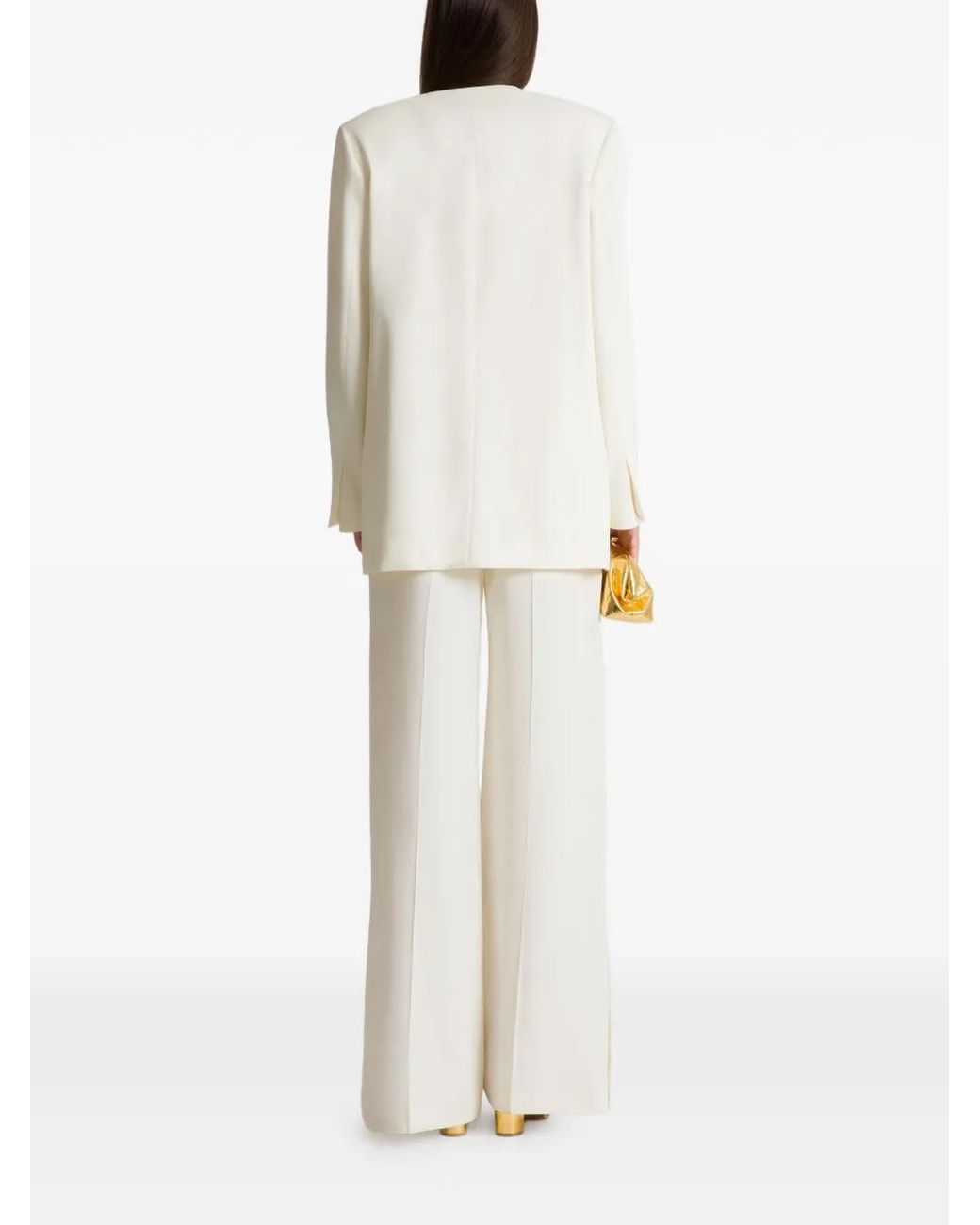 Alberta Ferretti White Double-Breasted-Button Jacket