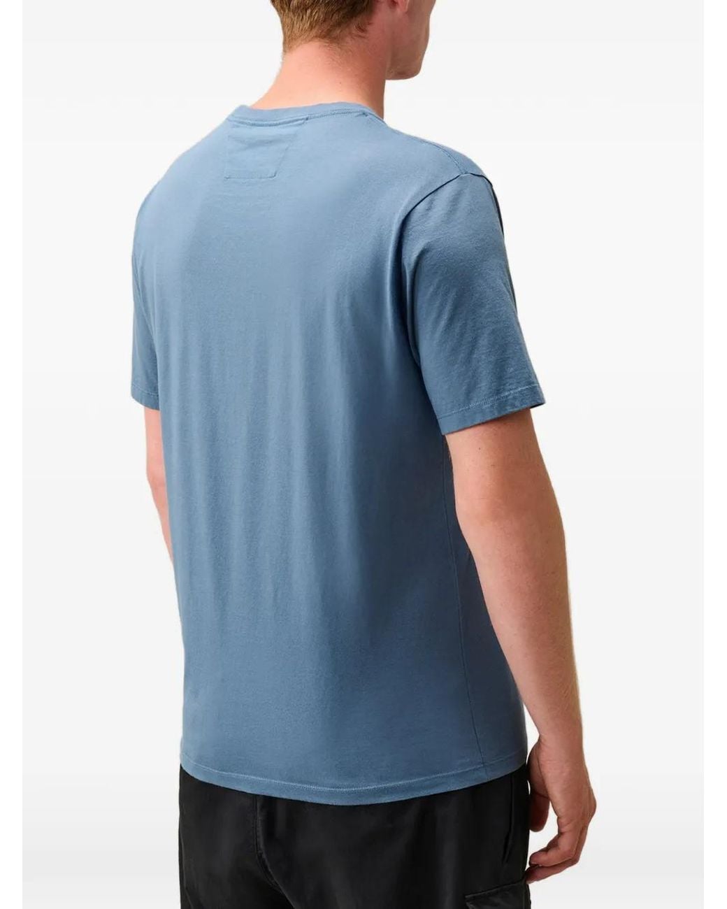 C P Company Blue 30/1 Jersey Short-Sleeve Logo T-Shirt for men