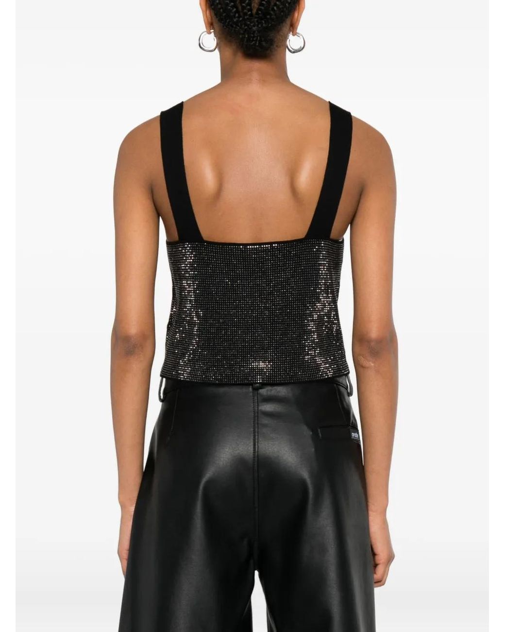 Maje Black Rhinestone-Embellished Top